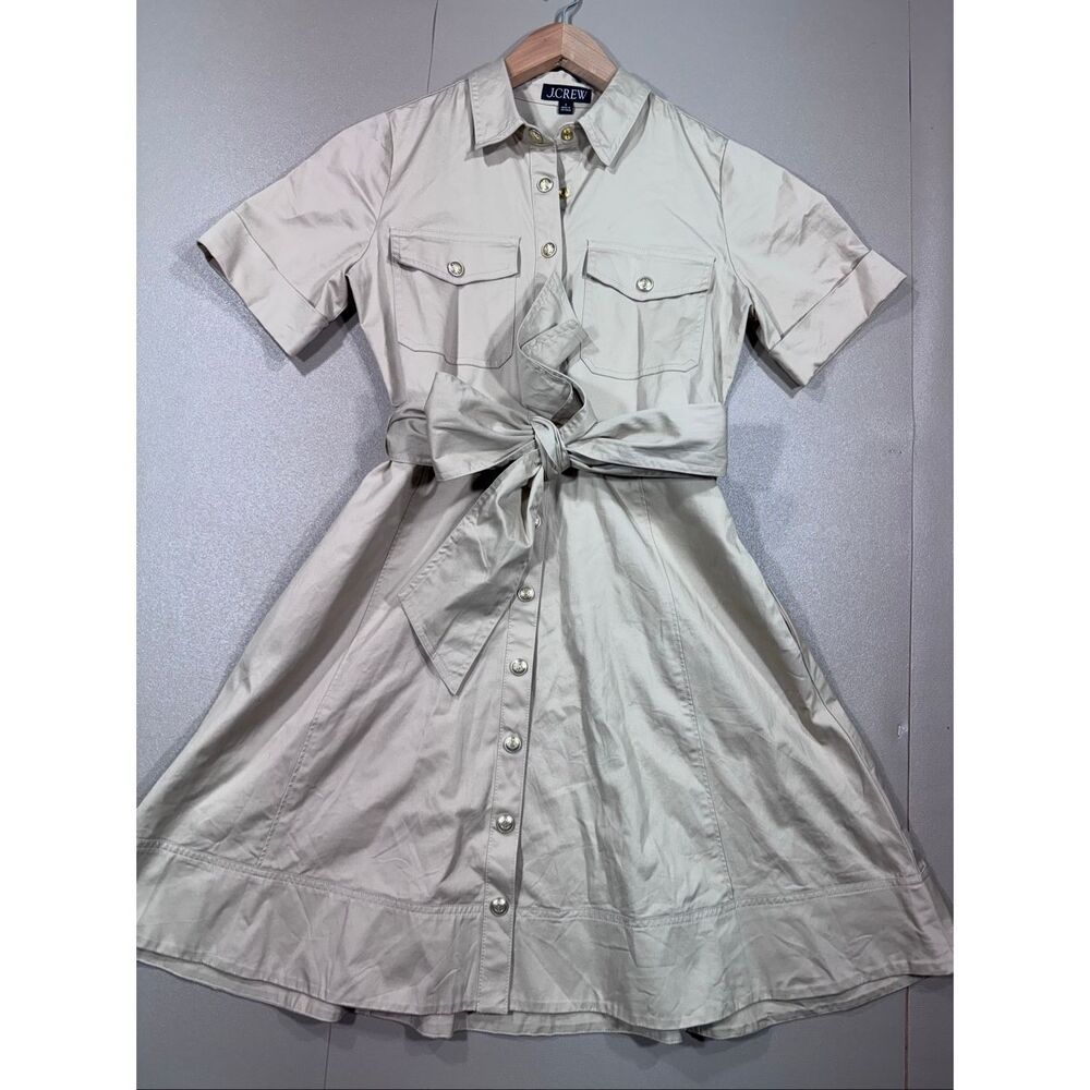 J.Crew Safari‎ Button-Down Fit & Flare Tie Waist Dress